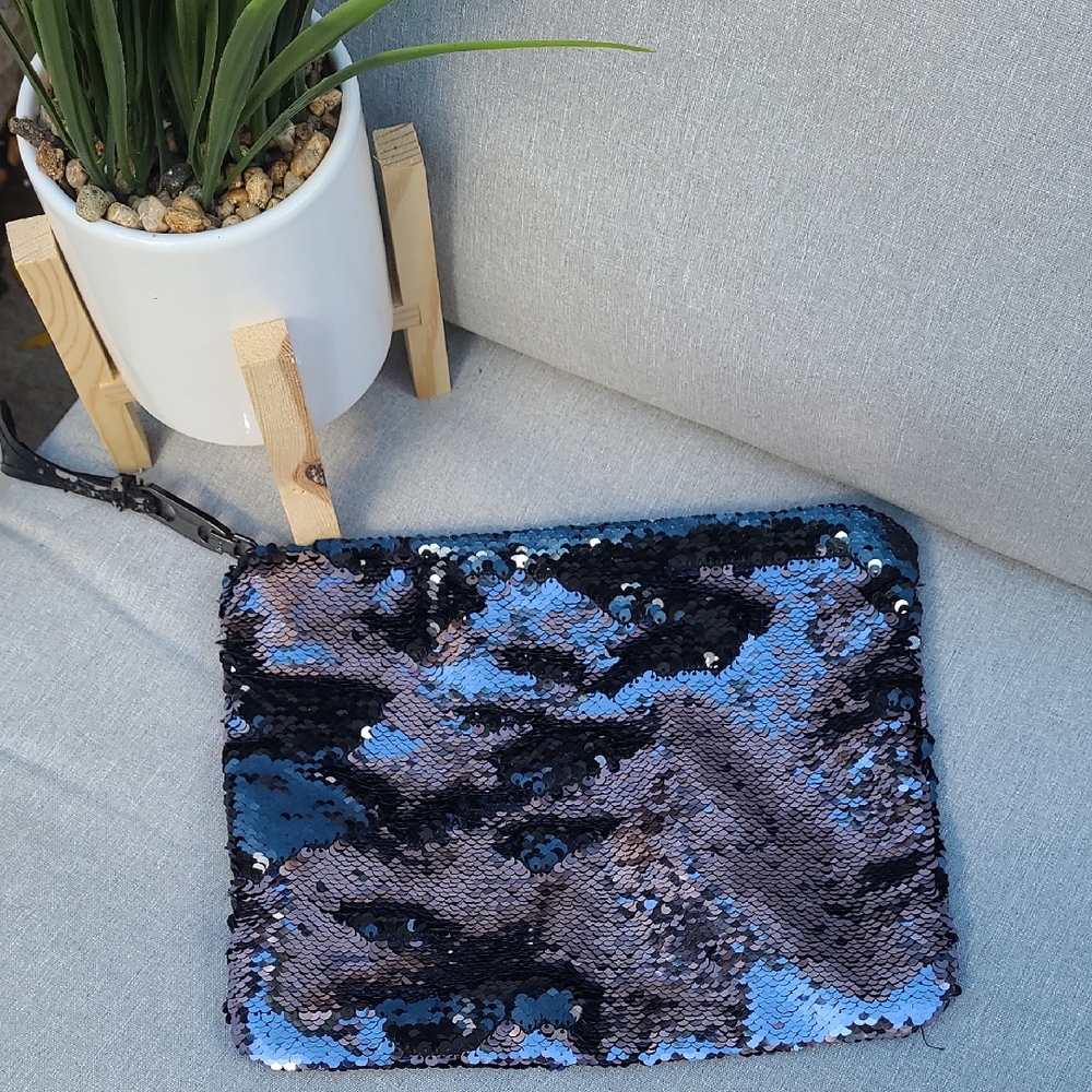 GAP Sequin Clutch - Black and Blue